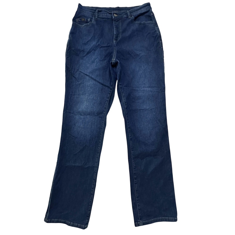 Kuhl Straight Leg Jeans Womens 12 Dark Wash Indigo Denim Stretch Granola Gorp‎